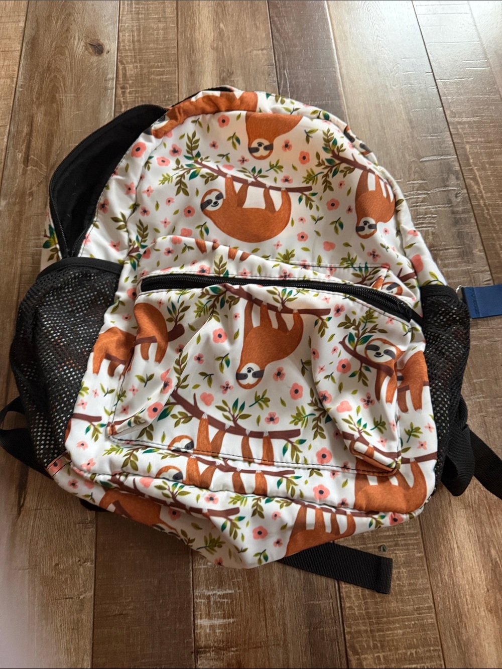 Kids Sloth Print Backpack - White & Brown